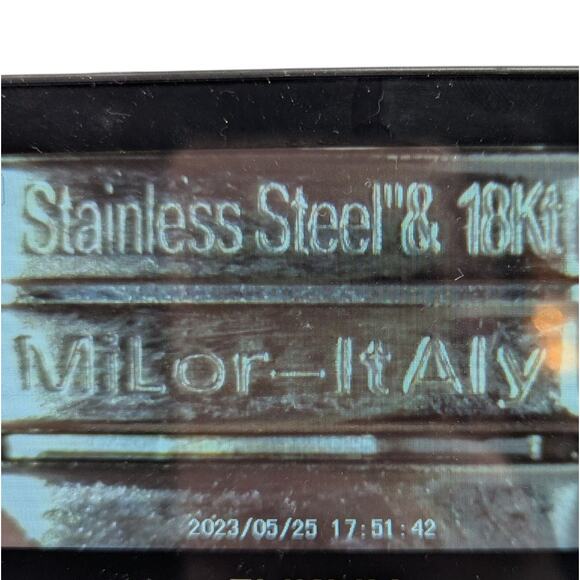 MiLor Italy Stainless Steel & 18K Gold Stretch Bracelet – 7", 21.22g - Picture 5 of 5